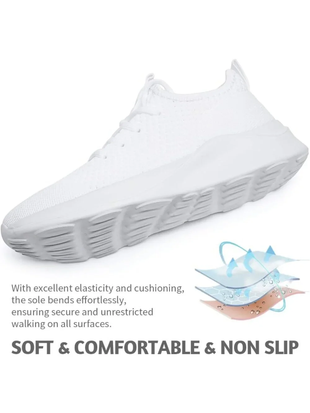 Men's White Running Shoes Sneakers Tennis Fitness Athletic Shoes Non Slip Shoes